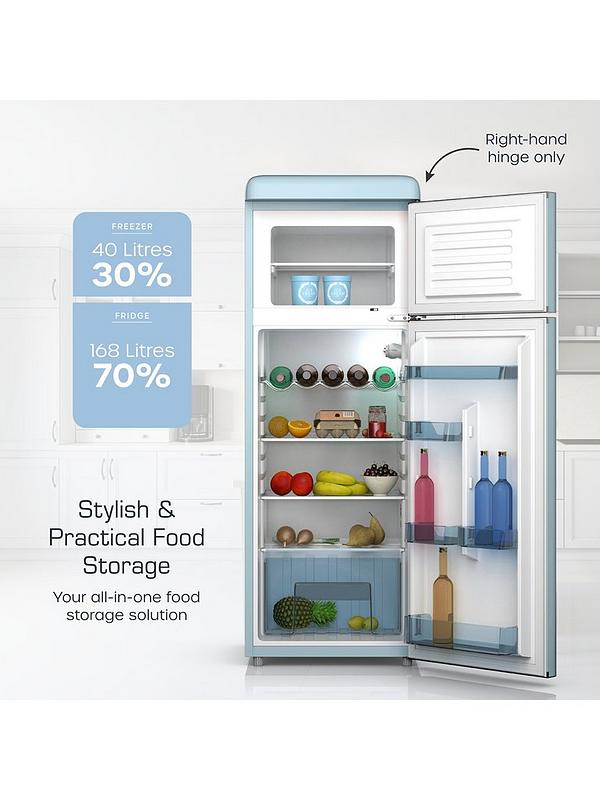 Swan SR11010BLNE Retro Blue Top Mounted Fridge Freezer 208L - Image 3